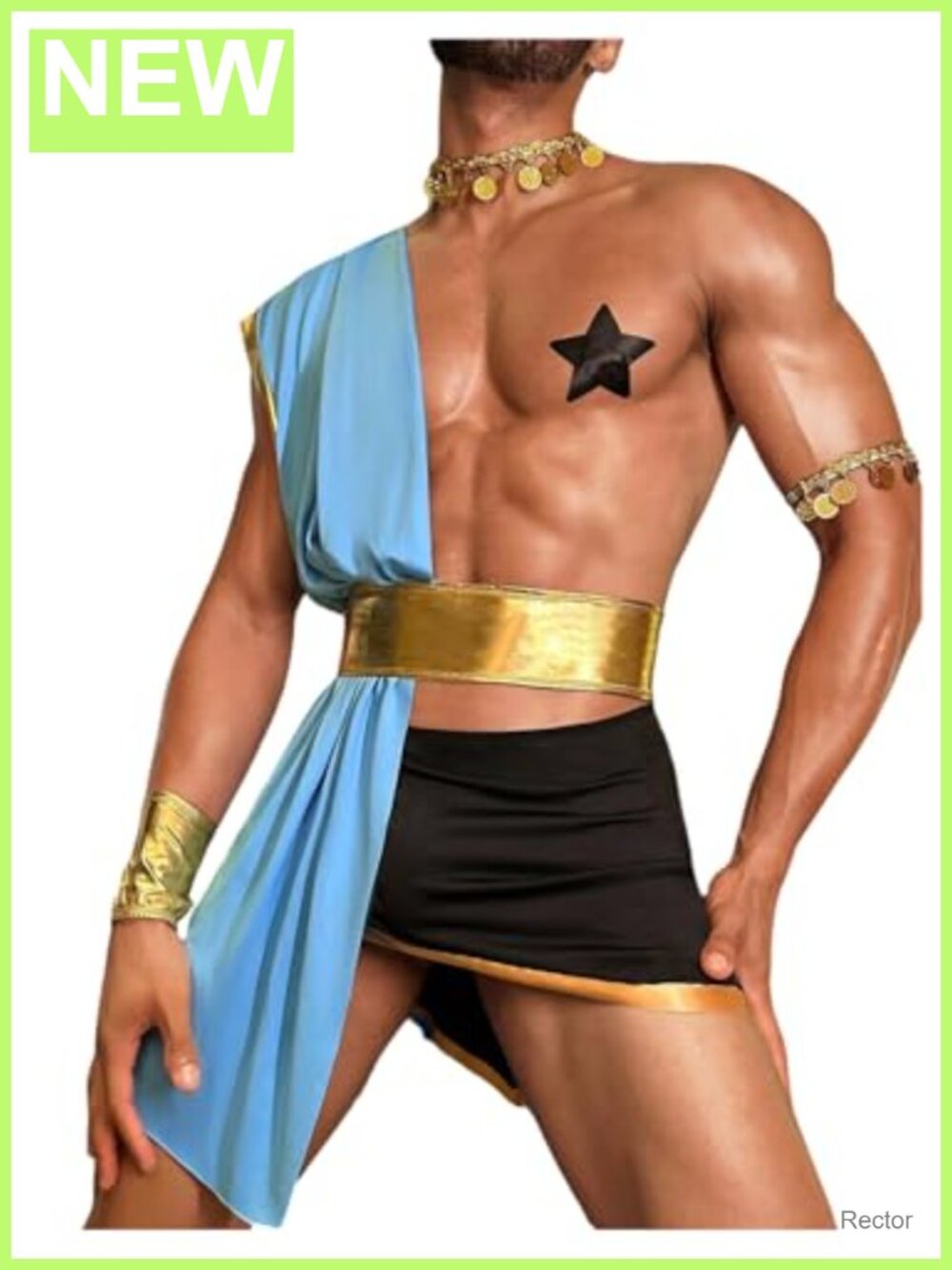 Men's Greek God Costume Set One Shoulder Drape Cosplay Outfit